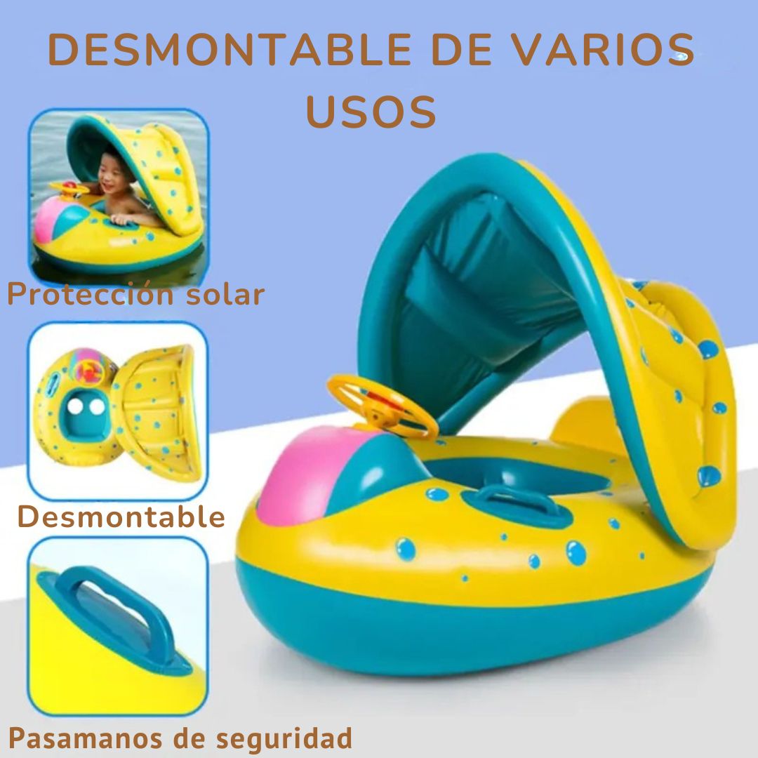 MiniCapitán™ Flotador de barco para bebé con parasol