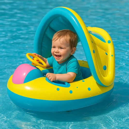 MiniCapitán™ Flotador de barco para bebé con parasol